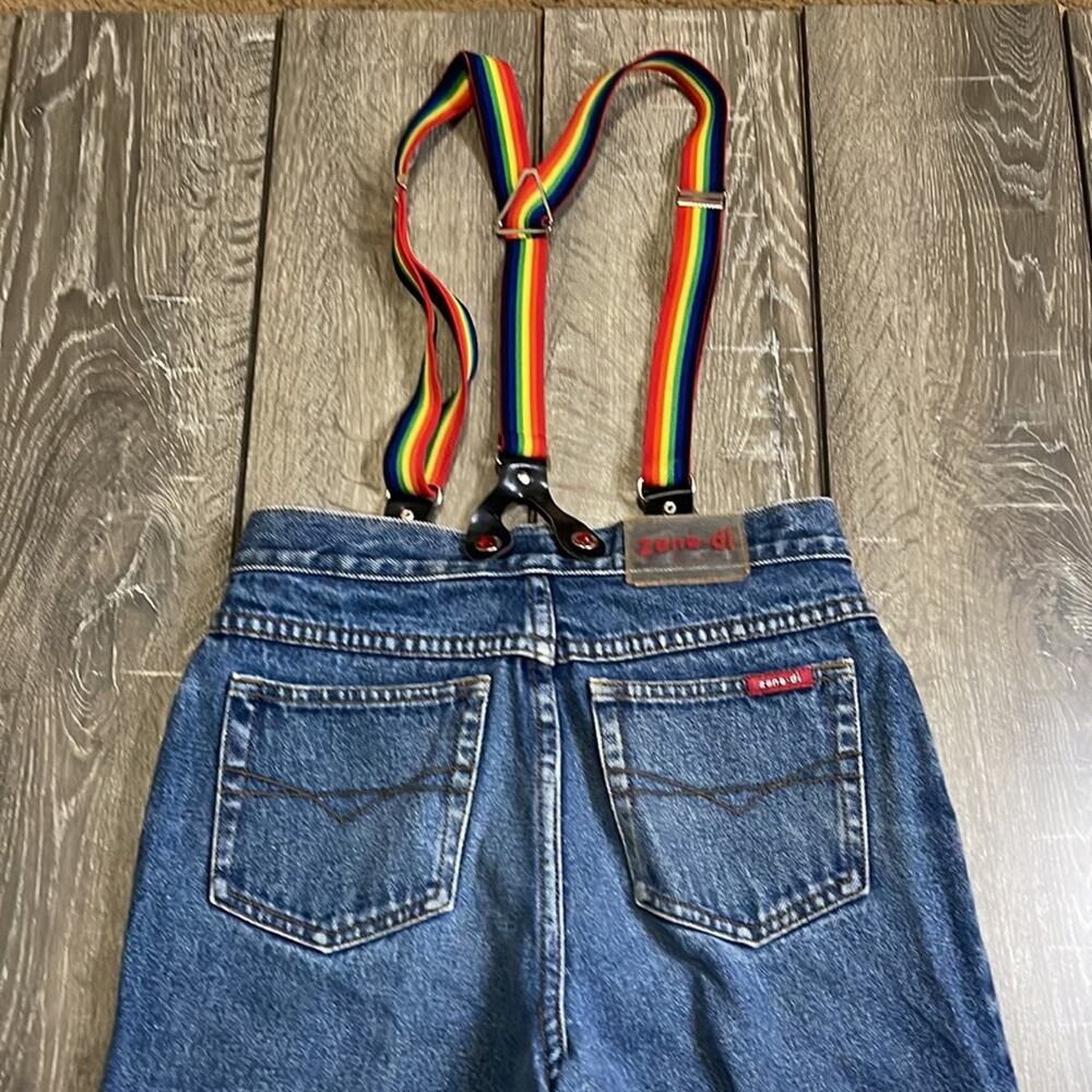Y2K Vintage Zana Di Rainbow Suspender Jeans Youth Size 14 - Picture 4 of 7